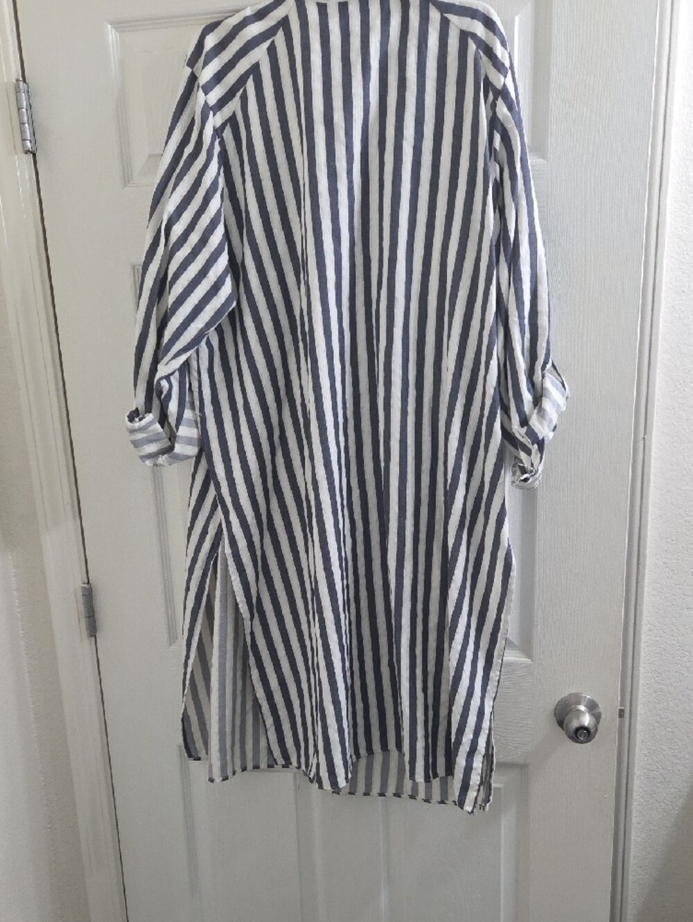 Ashley Stewart Black & White Striped Button-Front Tunic - Picture 6 of 8